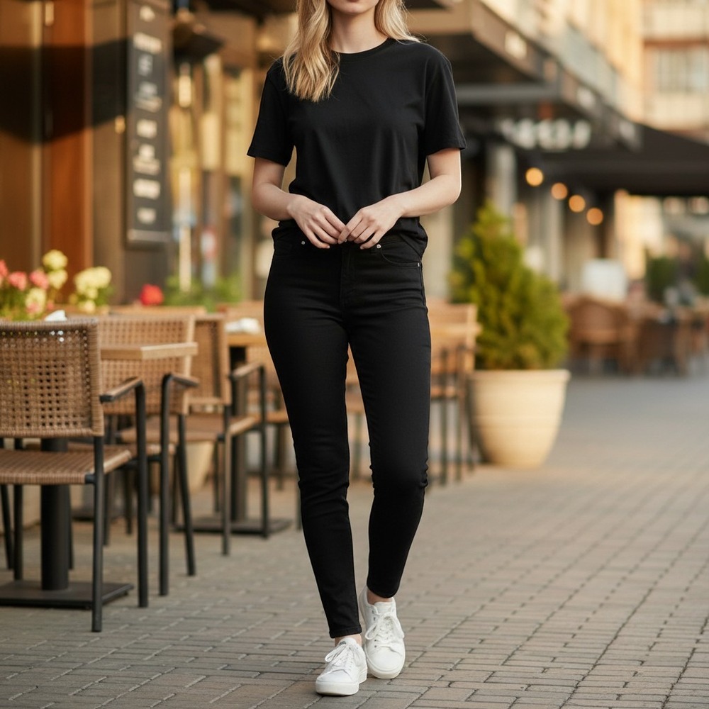 Women's Earl Jean Skinny Ankle Pants Size 10 Black Good Condition